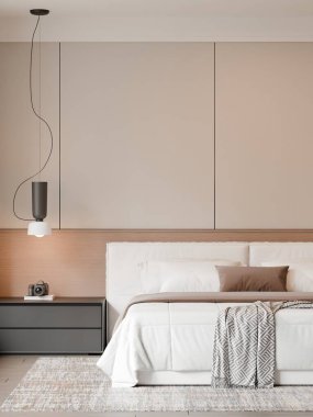 Modern Minimalist Lüks Yatak Odası İç Çerçeve Yapılandırması - 3B