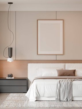 Modern Minimalist Lüks Yatak Odası İç Çerçeve Yapılandırması - 3B