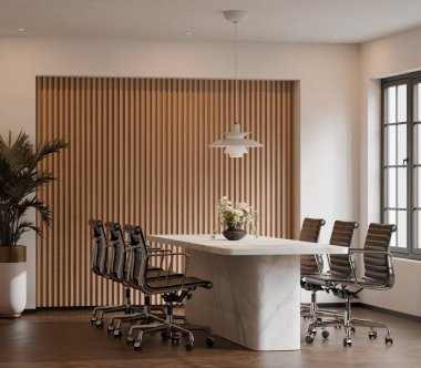 Poster Çerçeve Yapılandırması 3D Modern Küçük Toplantı Odası İçi