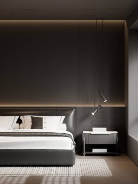 Modern Minimalist Lüks Yatak Odası İçi Poster Çerçeve Yapılandırması 3B