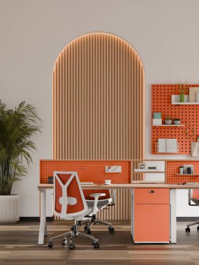 Arch Wall Design ve Workstation 3B Render ile Modern Yaratıcı Çalışma Alanı