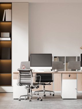 Çerçeve Posteri Yapılandırması ile Modern Açık Ofis Çalışma Alanı İçi - 3d Render