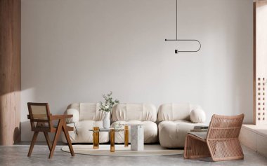 Modern Minimalist Oturma Odası 3 boyutlu Yapılandırma
