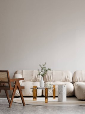 Modern Minimalist Oturma Odası 3 boyutlu Yapılandırma