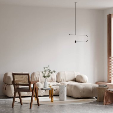Modern Minimalist Oturma Odası 3 boyutlu Yapılandırma
