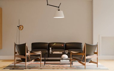 Modern Minimalist Oturma Odası 3 boyutlu Yapılandırma