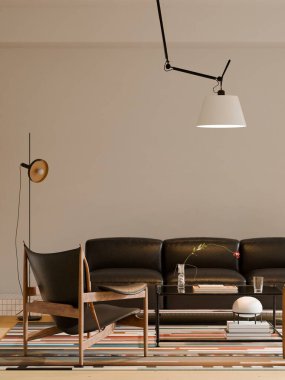 Modern Minimalist Oturma Odası 3 boyutlu Yapılandırma