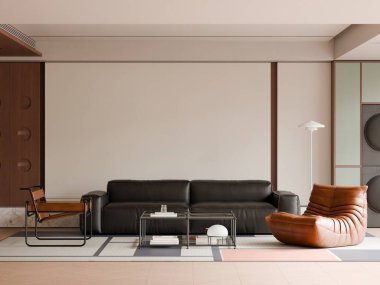 Modern Minimalist Oturma Odası İçi - 3B Yapılandırma