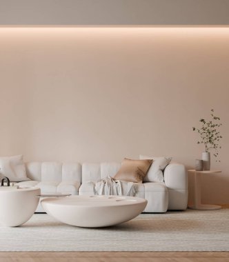 Modern Minimalist Lüks Oturma Odası İçi - 3D Hazırlama