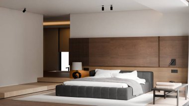 Modern Minimalist Yatak Odası İçi - 3D Render