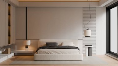 Modern Minimalist Yatak Odası İçi - 3D Render