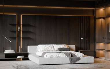 Modern Minimalist Yatak Odası İçi - 3D Render
