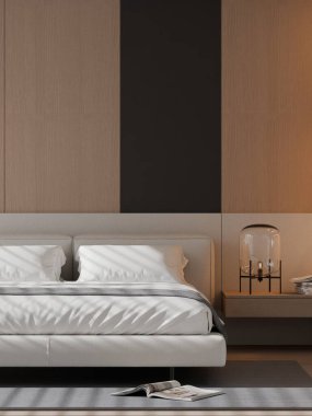Ticari Tasarım 3D Yapılandırma için Parlak Yatak Odası İç Arkaplanı