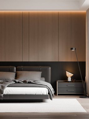 Modern Minimalist Lüks Yatak Odası İçi - 3D Render
