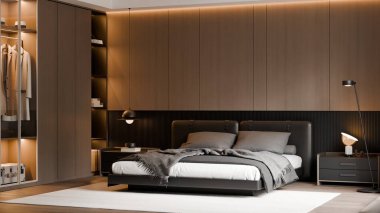Modern Minimalist Lüks Yatak Odası İçi - 3D Render