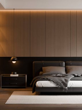 Modern Minimalist Lüks Yatak Odası İçi - 3D Render