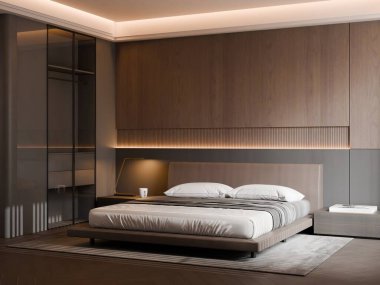 Modern Minimalist Lüks Yatak Odası İçi - 3D Render