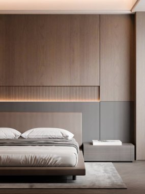 Modern Minimalist Lüks Yatak Odası İçi - 3D Render