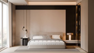 Modern Minimalist Lüks Yatak Odası İçi - 3D Render