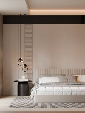 Modern Minimalist Lüks Yatak Odası İçi - 3D Render