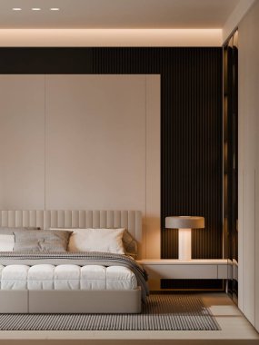 Modern Minimalist Lüks Yatak Odası İçi - 3D Render