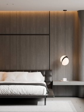 Modern Minimalist Lüks Yatak Odası İçi - 3D Render