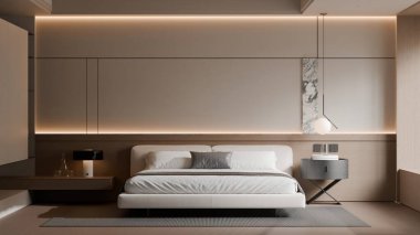 Modern Minimalist Lüks Yatak Odası İçi - 3D Render