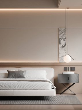 Modern Minimalist Lüks Yatak Odası İçi - 3D Render
