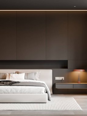 Modern Minimalist Lüks Yatak Odası İçi - 3D Render