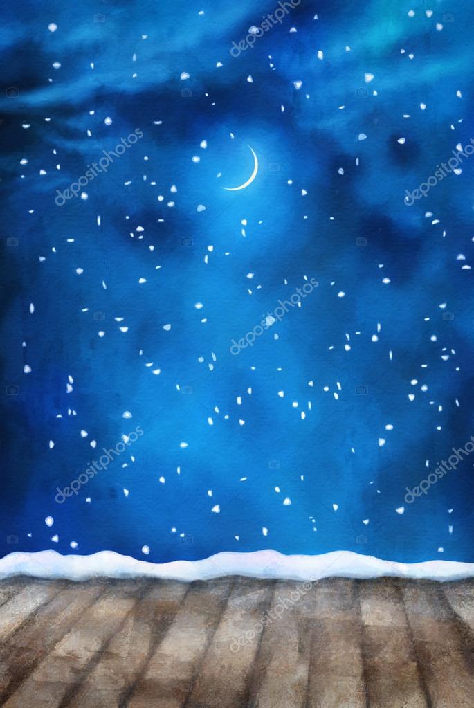 Winter Night Painting Background Stock Photo C Kostins 87068340