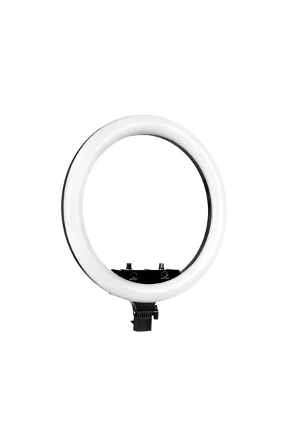 Closeup Circular Neon Led Lamp Isolated White Background Popular Modern — Stock Photo, Image