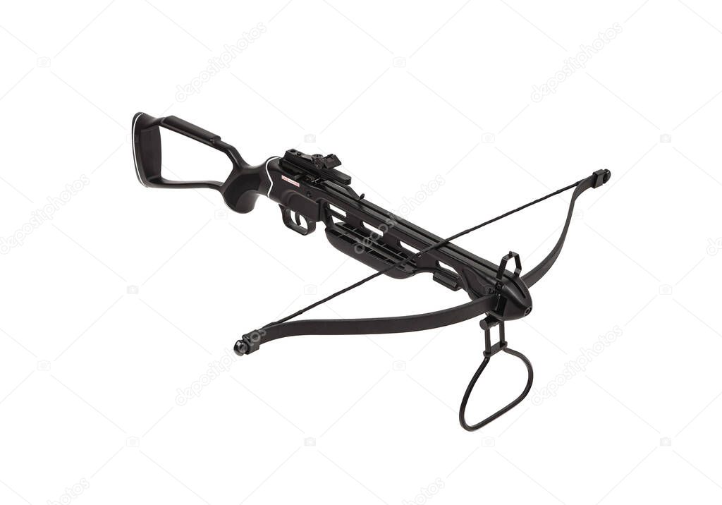 Modern crossbow isolate on a white background. Quiet weapon for hunting and sports.