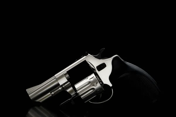 Silver Revolver Pistol Dark Background Weapon Silhouette Classic Weapon Wild — Stock Photo, Image