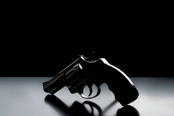 Silver Revolver Pistol Dark Background Weapon Silhouette Classic Weapon Wild — Stock Photo, Image