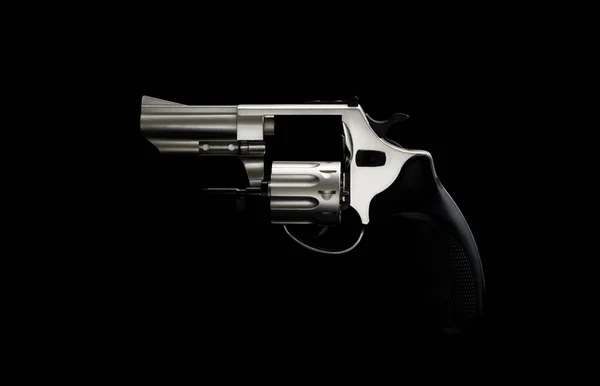 Silver Revolver Pistol Dark Background Weapon Silhouette Classic Weapon Wild — Stock Photo, Image