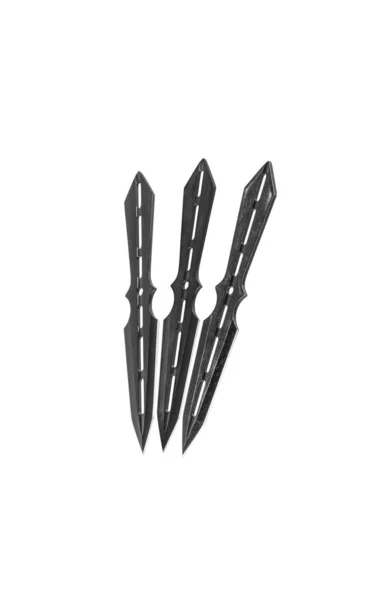 Metal Throwing Knives Isolate White Background Ninja Weapons Silent Weapon — Stock Photo, Image