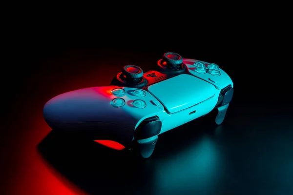 December 2020 Odessa Oekraïne Witte Nieuwe Playstation Gamepad Dualsense Een — Stockfoto