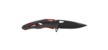 Cep çakısı beyaz arka planda izole edilmiş. Katlanan bir bıçakla küçük metal bir bıçak..