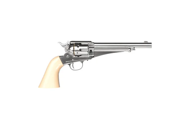 Pistol Revolver Times Wild West Silver Firearm Isolate Abel Background — Stock Photo, Image