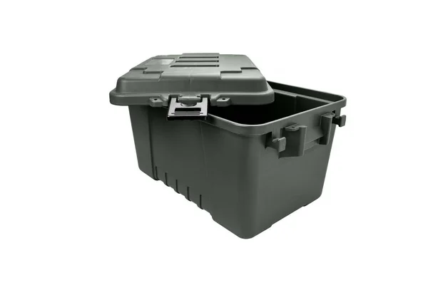 Kunststoffbox Mit Schlössern Isolieren Auf Weißem Hintergrund Ein Container Zur — Stockfoto
