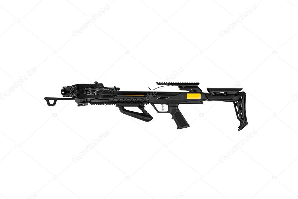 Modern crossbow isolate on a white background. Quiet weapon for hunting and sports.