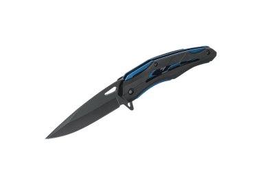 Cep çakısı beyaz arka planda izole edilmiş. Katlanan bir bıçakla küçük metal bir bıçak..