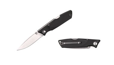 Çakı beyaz arka planda izole edilmiş. Modern katlama bıçağı..