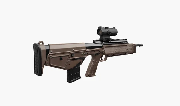 Ένα Σύγχρονο Αυτόματο Bullpup Carbine Τηλεσκοπικό Σκόπευτρο Όπλα Για Άμυνα — Φωτογραφία Αρχείου