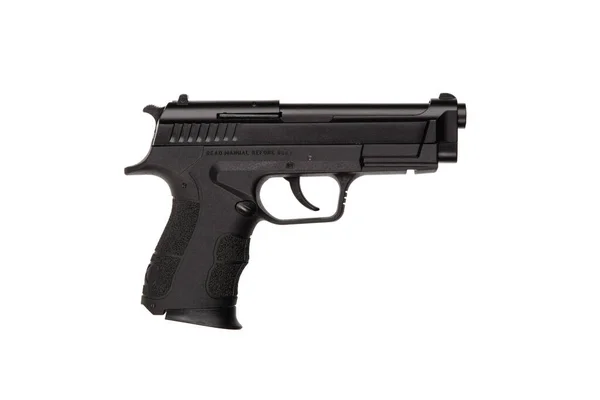 Czarny Nowoczesny Pistolet Białym Tle Krótkolufowa Broń Ukrytego Przenoszenia Uzbrojenie — Zdjęcie stockowe