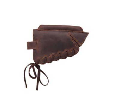 Leather pad for the butt of a hunting rifle. Nice and handy gun accessory. Isolate on a white background.