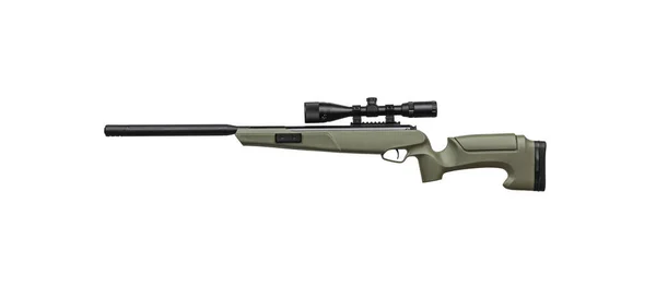 Khaki Pneumatic Rifle Optical Sight Isolated White Background Safe Weapon — Stock Photo, Image