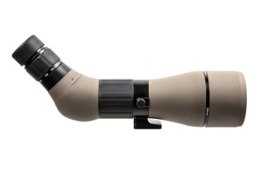 Beyaz arka planda kuş izleme ve hedef vurma için modern açılı izleme dürbünü.