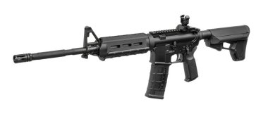 Beyaz üzerine polimer mobilya izole modern siyah saldırı tüfeği.