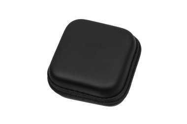 Beyaz arka planda kapalı, yarı sert, kare koruyucu fermuar kutusu..